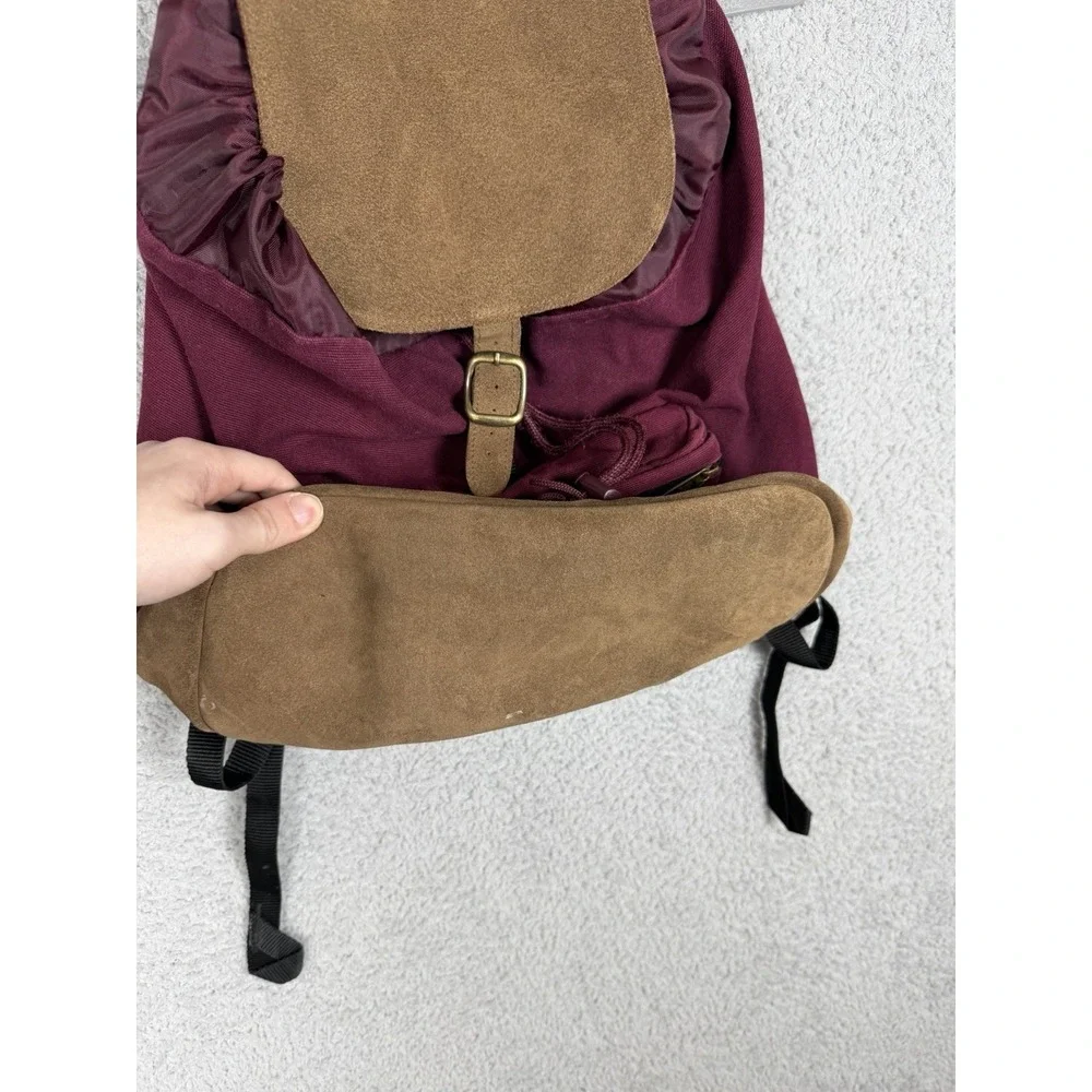 VINTAGE Jansport Backpack Red Leather Bottom USA Made 90s‎ Bag School Travel